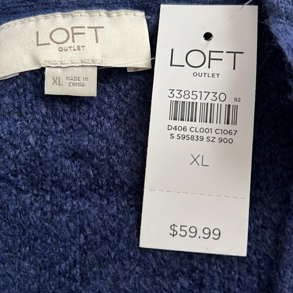 NWT LOFT Cardigan - Blue button front Sz XL - Picture 6 of 7